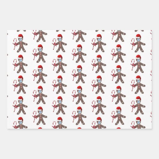 Kinder Schattigee Kerst Gingerbread Man Pattern Inpakpapier Vel (Voorkant 2)