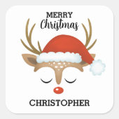 Kinder Schattigee kerst rendieren Vierkante Sticker (Voorkant)