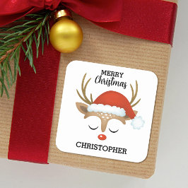 Kinder Schattigee kerst rendieren Vierkante Sticker