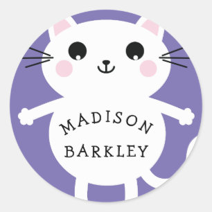 Kinder Schattigee kitty kat naam envelop seal Stic Ronde Sticker