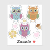 Kinder Schattigee kleurrijke uilen #1 Sticker (Vel)