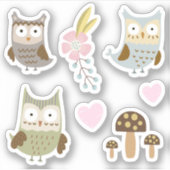 Kinder Schattigee kleurrijke uilen #3 Sticker (Voorkant)