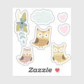 Kinder Schattigee kleurrijke uilen #4 Sticker (Vel)