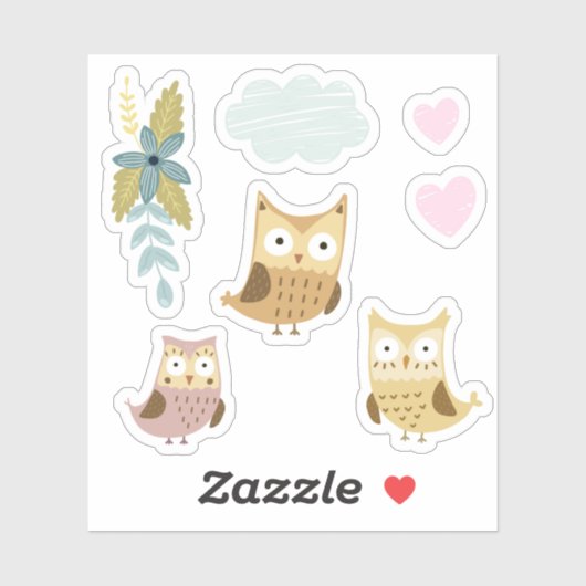 Kinder Schattigee kleurrijke uilen #4 Sticker (Vel)