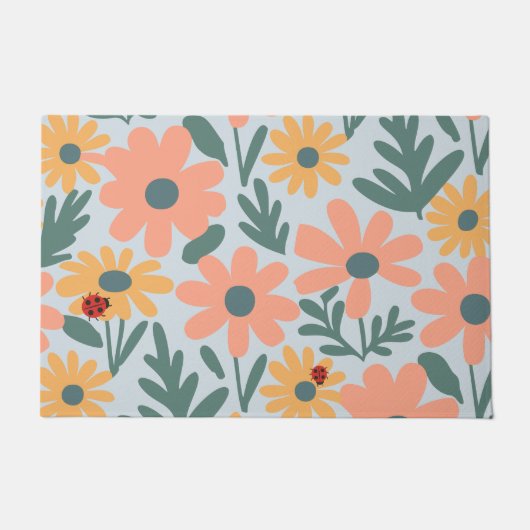 kinder Schattigee Ladybug Polka dot Daisy Flower P Deurmat (Voorkant)