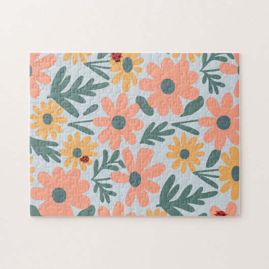 kinder Schattigee Ladybug Polka dot Daisy Flower P Legpuzzel (Horizontaal)