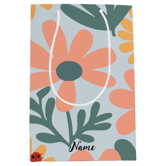 kinder Schattigee Ladybug Polka dot Daisy Flower P Medium Cadeauzakje (Voorkant)