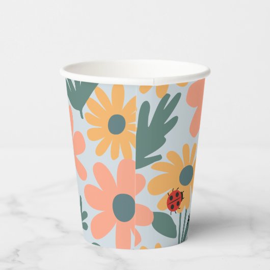 kinder Schattigee Ladybug Polka dot Daisy Flower P Papieren Bekers (Rechts)