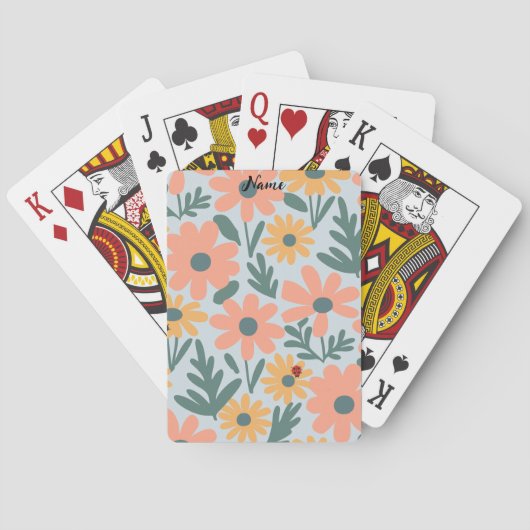 kinder Schattigee Ladybug Polka dot Daisy Flower P Pokerkaarten (Achterkant)