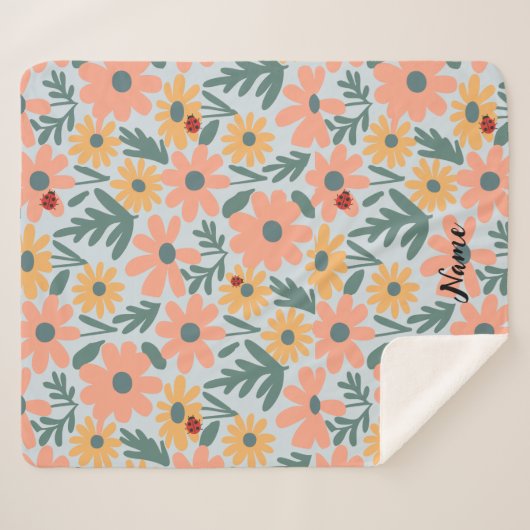 kinder Schattigee Ladybug Polka dot Daisy Flower P Sherpa Deken (Voorkant (horizontaal))