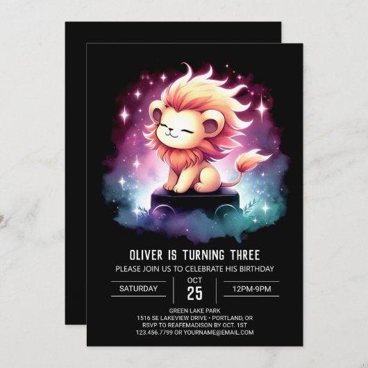 Kinder Schattigee leeuwenverjaardag Kaart (Voorkant / Achterkant)