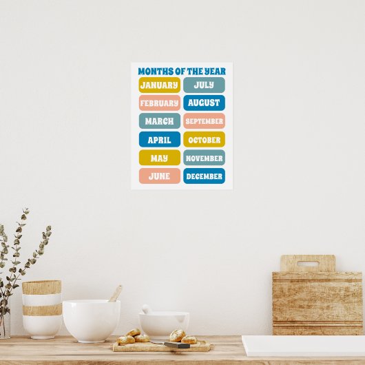 Kinder Schattigee maanden van het jaar leren kinde Poster (Keuken)