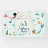 Kinder Schattigee Magische Zeemeermin Verjaardag W Spandoek (Horizontaal)