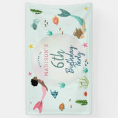 Kinder Schattigee Magische Zeemeermin Verjaardag W Spandoek (Verticaal)