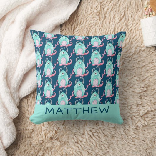 Kinder Schattigee Monster Gepersonaliseerd Sierkus Kussen (Deken)