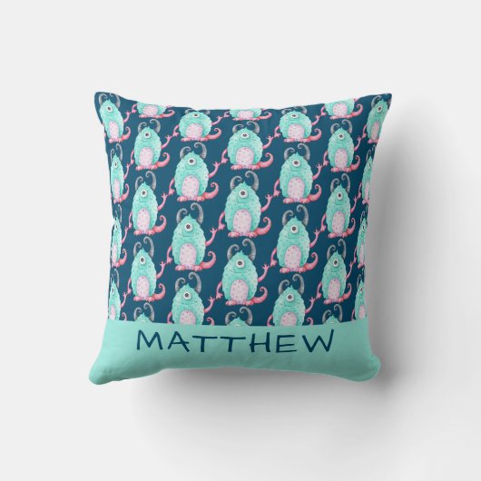 Kinder Schattigee Monster Gepersonaliseerd Sierkus Kussen (Achterkant)