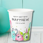 Kinder Schattigee Monsters Happy Birthday Party Papieren Bekers<br><div class="desc">Serveer de drinken op je kleintje's monster bash met deze super schattige waterverf monster papier bekers! Deze bekers zijn gemakkelijk gepersonaliseerd dus ga je gang en maak deze zo uniek als je kleintje!</div>