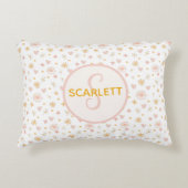 Kinder Schattigee Naam Roze Sinaasappel Patroon va Accent Kussen (Voorkant)