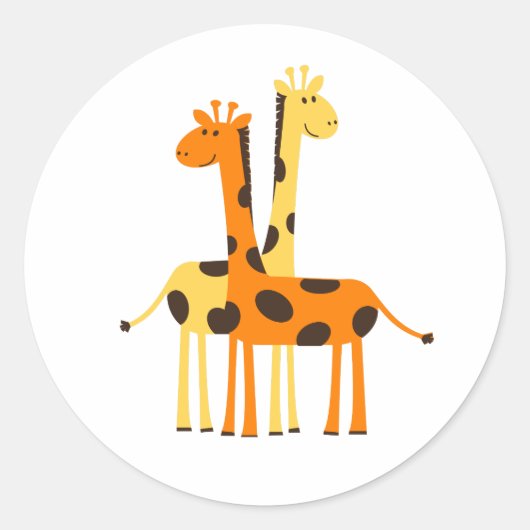 Kinder Schattigee Oerwoud Giraffe Ronde Sticker (Voorkant)
