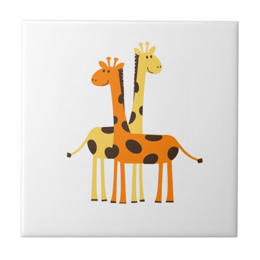 Kinder Schattigee Oerwoud Giraffe Tegeltje (Voorkant)