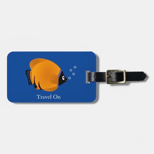 Kinder Schattigee Oranje Vis Personaliseren Bagagelabel (Voorkant horizontaal)
