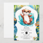 Kinder Schattigee Otter Verjaardag Kaart (Voorkant / Achterkant)