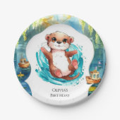 Kinder Schattigee Otter Verjaardag Papieren Bordje (Voorkant)