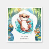 Kinder Schattigee Otter Verjaardag Servet (Voorkant)