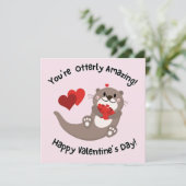Kinder Schattigee Ottered Amazing Valentijnsdag Feestdagenkaart (Staand voorkant)