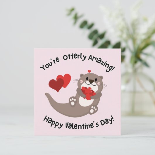 Kinder Schattigee Ottered Amazing Valentijnsdag Feestdagenkaart (Staand voorkant)