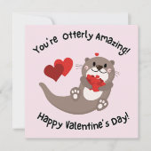Kinder Schattigee Ottered Amazing Valentijnsdag Feestdagenkaart (Voorkant)