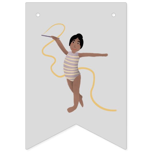 Kinder Schattigee Paarse Gymnastiek Verjaardag Vlaggetjes (Eerste vlag)