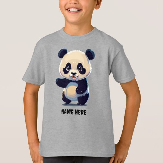 Kinder Schattigee Panda Beer Natuur Dierlijke Cart T-shirt (Voorkant)