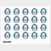 Kinder Schattigee Pinguïn Monogram Envelop Seal St Ronde Sticker (Vel)