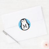 Kinder Schattigee Pinguïn Monogram Envelop Seal St Ronde Sticker (Envelop)
