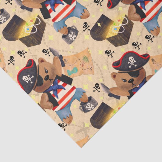 Kinder Schattigee Piraten Beer Tissuepapier (Detail)