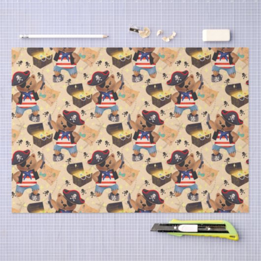 Kinder Schattigee Piraten Beer Tissuepapier (Craft)