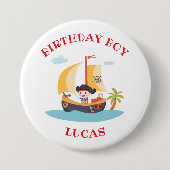Kinder Schattigee piratenschip verjaardagsfeest Ronde Button 7,6 Cm (Voorkant)