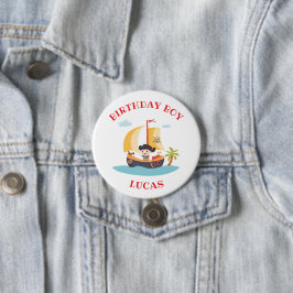 Kinder Schattigee piratenschip verjaardagsfeest Ronde Button 7,6 Cm
