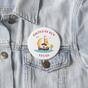 Kinder Schattigee piratenschip verjaardagsfeest Ronde Button 7,6 Cm