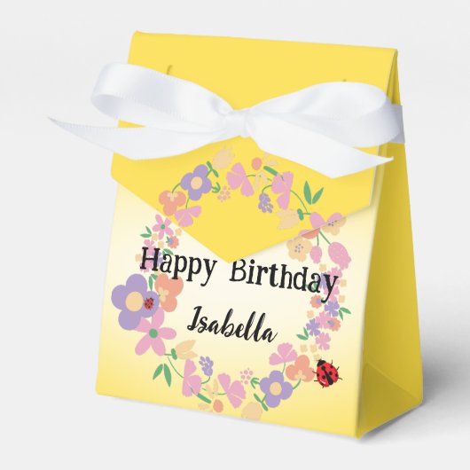 Kinder Schattigee Polka dot Ladybug Spring Flower Bedankdoosjes (Voorkant Zijde)