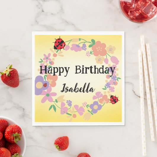 Kinder Schattigee Polka dot Ladybug Spring Flower Servet (Insitu)