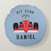 Kinder Schattigee raceauto Rond Kussen (Voorkant)