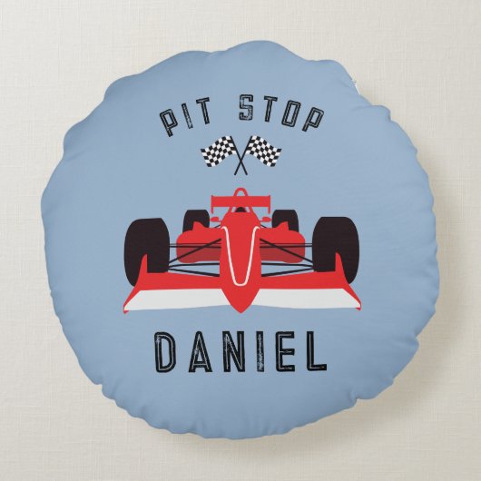 Kinder Schattigee raceauto Rond Kussen (Achterkant)