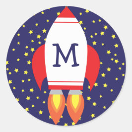 Kinder Schattigee Raket Monogram Envelop Seal Stic Ronde Sticker