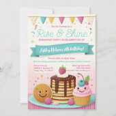 Kinder Schattigee Rise and Shine Ontbijt Verjaarda Kaart (Voorkant)