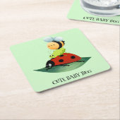 Kinder Schattigee Rode lieveheersbeestje Bijeninse Kartonnen Onderzetters (Schuin)