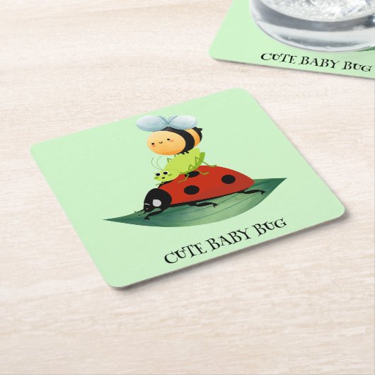 Kinder Schattigee Rode lieveheersbeestje Bijeninse Kartonnen Onderzetters (Schuin)