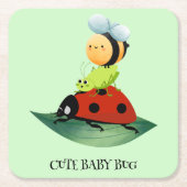 Kinder Schattigee Rode lieveheersbeestje Bijeninse Kartonnen Onderzetters (Voorkant)