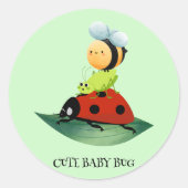 Kinder Schattigee Rode lieveheersbeestje Bijeninse Ronde Sticker (Voorkant)